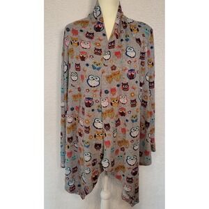Agnes Orinda Womens Open Front Cardigan Plus Size 1X Owl Gray 1263